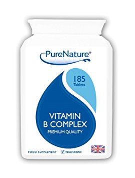 Vitamin B Complex 185 Tablets 6 Month Supply 100% Money Back Guarantee UK Made Contains All Eight B Vitamins in one Easy to Swallow Tablet B1 B2 B3 B5 B6 B7 Biotin B9 Folic Acid & B12 - Suitable for Men, Women & Vegetarians SUPER SAVER DEAL + FREE UK DELIVERY