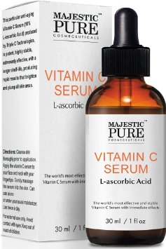 Majestic Pure Vitamin C Serum For Age Spots,Wrinkles, Sun Damage And Dark Circles Under The Eyes, 30Ml