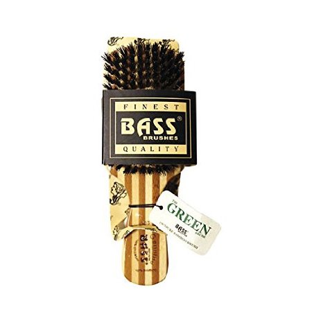 Bass Brushes Brush Classic Men's Club Style 100% Wild Boar Bristles Light Wood Handle