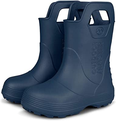 OutdoorMaster Kids Toddler Rain Boots, Lightweight, Easy to Clean for Boys Girls