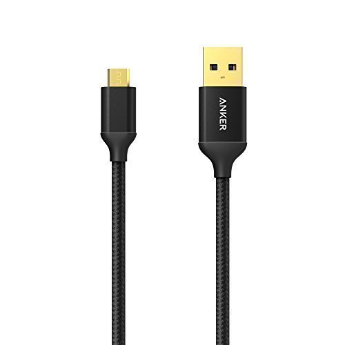 Anker AK-A7115011 Nylon Braided Tangle-Free Micro USB Cable with Gold-Plated Connectors for Android, Samsung, HTC, Nokia, Sony and More, 3ft, Black