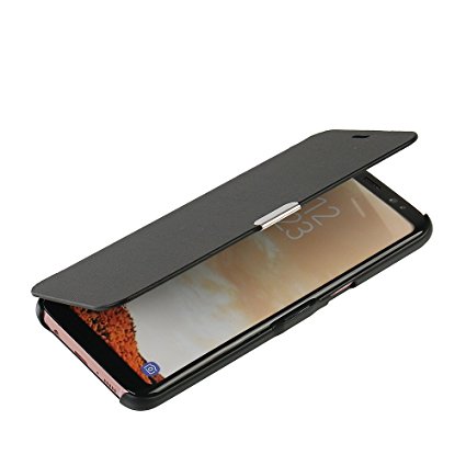 Samsung Galaxy S8 Plus Case, MTRONX Magnetic Ultra Folio Flip Slim PU Leather Twill Case Cover Pouch for Samsung Galaxy S8 Plus - Black(MG-BK)