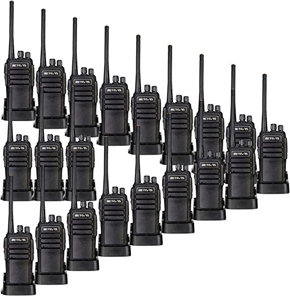 Retevis RT21 Walkie Talkies 20 Pack,Two Way Radio Long Range Rechargeable,Rugged 2 Way Radios,Stable Strong Signal,for Business Education Manufacturing