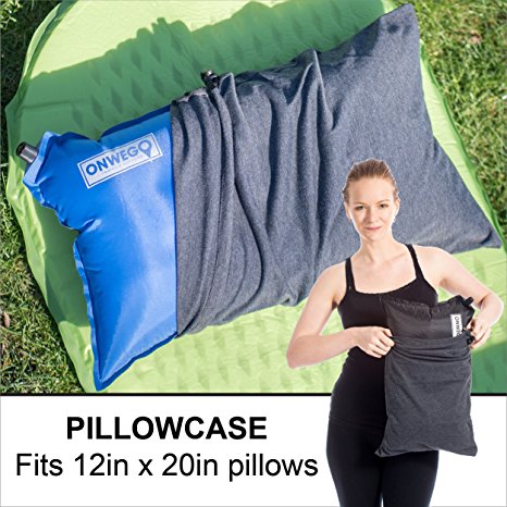 ONWEGO Pillowcase for Inflatable Travel and Camping Pillows, 100% Cotton, Handcrafted, Fits 12in x 20in Pillows