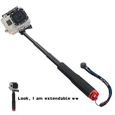 Okdeals Selfie Stick, Waterproof Hand Grip, Adjustable Floating Monopod Pole for Gopro Hero 6 5 4 3 3 2 1 AKASO, Xiaomi Yi, SJCAM SJ4000 SJ5000 (with Wrist Strap and Screw) (Red)
