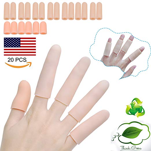 Sumifun Silicone Finger Protectors, Gel Finger Sleeves Support (20 Pcs) Finger Cots Great for Trigger Finger, Finger Arthritis, Hand Eczema, Finger Cracking