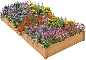 Yaheetech Carré Potager Surélevé Bac Potager en Bois Bac à Fleurs Légumes Plantes Potager Extérieur/Intérieur pour Jardin Cour Serre Terrasse 234,5 cm L × 120,5 cm l × 25,2 cm H