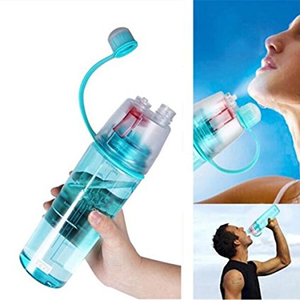 Yapping 0.6L 0.4L Protable Insulated Leak Proof Sports Spray Water Bottle with Spray Mist Plastic Drink Bottle for Kids Students