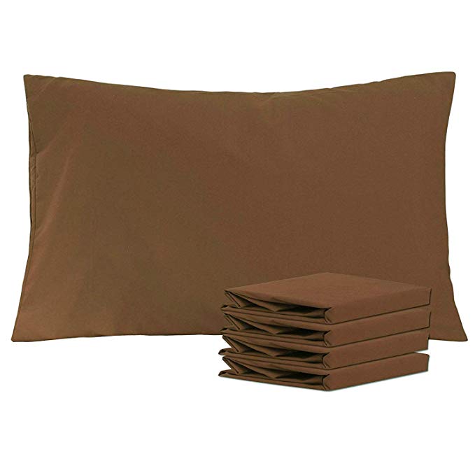NTBAY Queen Pillowcases Set of 4, 100% Brushed Microfiber, Soft and Cozy, Wrinkle, Fade, Stain Resistant, Queen, Coffee