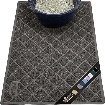 Gorilla Grip Thick Cat Litter Trapping Mat, 40x28, Less Waste, Traps Mess from Box for Cleaner Floors, Stays in Place for Cats, Soft on Kitty Paws, Easy Clean, XL Size, Durable Backing, Charcoal