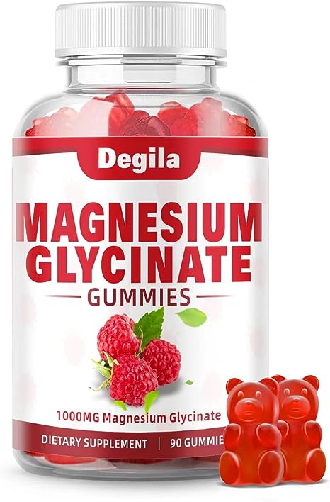 Magnesium Glycinate Gummies 1000mg with Magnesium L-Threonate ，Chelated Magnesium Potassium Complex Supplement with VitD, B6, CoQ10, Calcium,Supports for Memory, Calm, Mood - 90 Raspberry Gummies..