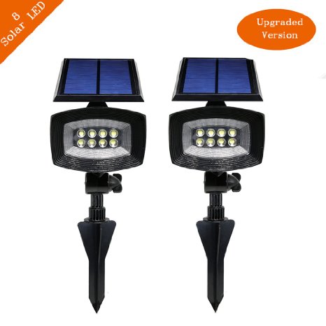 APOLLED [2 Pack Upgraded Version] 2-in-1 8 LED Super Bright Solar Spotlight, Wall Lights, Waterproof LED Spotlights, Auto-on/off light Sensor, Wireless Landscap Lighting for Home and Garden Using