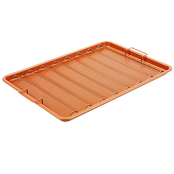 Copper Chef Oven Crisper Tray for Bacon & More | Baking Sheet & Air Crisper Pan | Use Hot Air to Crisp & Fry Bacon Without Oil or Fat | Non Stick & Dishwasher Safe 13" X 11"