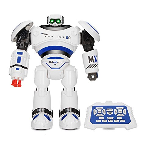 RC Robot,REALACC R1 Robot AD Police Files Programmable Combat Defender Intelligent RC Robot Remote Control Toy for Child