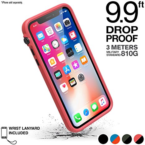 iPhone X Case by Catalyst - Lifeproof Apple iphone 10 protective cases|glass-clear back cover, Slim design - Rugged, heavy duty Drop Impact protection, Girly Cute shockproof iphones accessories, Coral