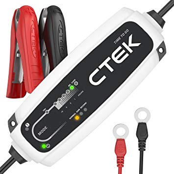CTEK CT5 Time to Go Fully Automatic Battery Charger with a countdown display (Charges, Maintains and Reconditions Car and Motorcycle Batteries) 12V, 5 Amp - UK Plug