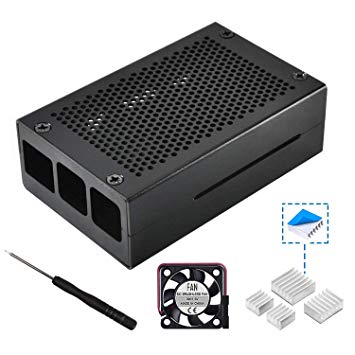 Pastall Raspberry Pi 4 Alluminum Case Metal Box with Fan and Heat-Sinks(4 pcs) for Raspberry Pi 4 Model B