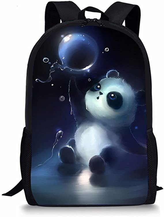 Cartoon School Backpacks For Girls Panda Pattern Cute Lightweight Daypack Book Bag