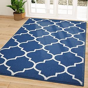 OLANLY Indoor Door Mat, 59x35, Non-Slip Absorbent Resist Dirt Entrance Mat, Washable Low-Profile Inside Floor Mat Doormats for Entryway, Navy