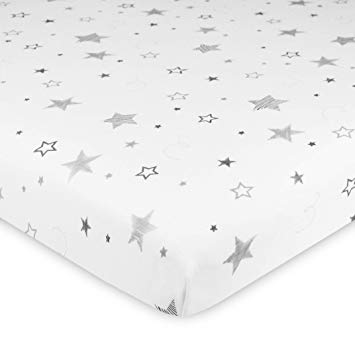 TL Care 100% Natural Cotton Value Jersey Knit Fitted Cradle Sheet, Super Stars, Soft Breathable, for Boys & Girls