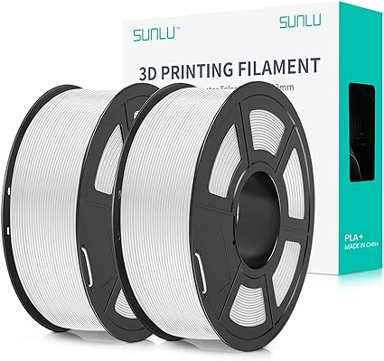 SUNLU 3D Printer Filament PLA Plus 1.75mm 2KG, SUNLU Neatly Wound PLA Filament 1.75mm PRO, PLA  Filament for Most FDM 3D Printer, Dimensional Accuracy  /- 0.02 mm, 1 kg Spool, 2 Packs, White White