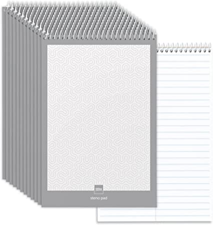 Office Depot(R) Steno Books, 6in. x 9in., Gregg Ruled, 70 Sheets, White, Pack Of 12