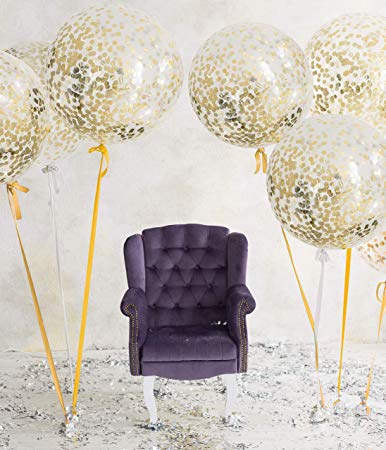 Russ Valley LLC Jumbo Confetti Balloons 36" Gold Party Favors for Birthday, Graduation, Wedding, Anniversary, Baby Shower | Child and Adult Decorations (3 Pack)