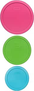 Pyrex (1) 7403-PC Pink lid & (1) 7402-PC Green lid & (1) 7201-PC Surf Blue Lid Made in the USA