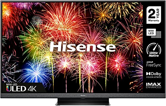 HISENSE 55U8HQTUK (55 Inch) Quantum Dot 1300-nit 4K HDR10 , 120Hz Dolby Vision IQ Mini-LED Smart TV with Disney , Freeview Play and Alexa Built-in, HDMI 2.1 and Filmmaker Mode, FreeSync (2022 NEW)