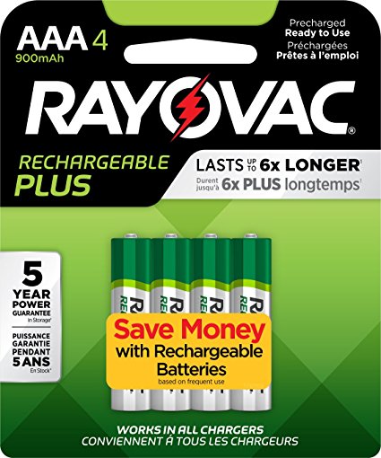 RAYOVAC AAA 4-Pack RECHARGEABLE PLUS Batteries, PL724-4 GENE