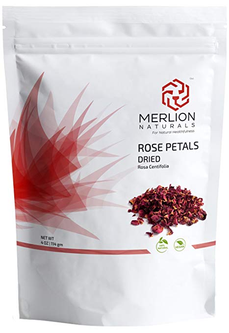 Dried Rose Petals (Rosa Centifolia) by MERLION NATURALS - 114 g / 4 OZ - 100% Natural | Vegan | Non GMO | Ideal for Rose Tea and Potpourri