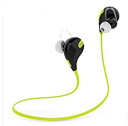 WAYCOM Bluetooth Headphones Stereo Wireless Earphones for Running with Mic (6 Hours Play Time, Bluetooth 4.1, IPX4 Sweatproof, Secure Ear Hooks Design) - Black & Green