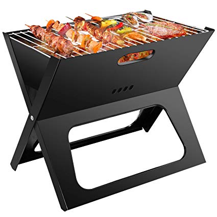 Ledeak Barbecue Charcoal Grill Folding, Portable BBQ Smoker Grill Tools Stainless Steel, Ultralight Foldable Grill Easy to Setup, Suitable for Camping Cooking Picnic Backpacking Garden Party Festival