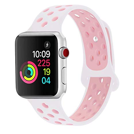 RUOQINI Compatible for Apple Watch 40MM 44MM, Dual-Color Soft Silicone Sport Replacement Band Compatible for Apple Watch Series 4 S/M M/L Size