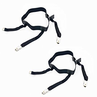 HappyHomey 1 Pair Mens Adjustable Invisible Shirt Stay Garters with Non-slip Locking Clamps