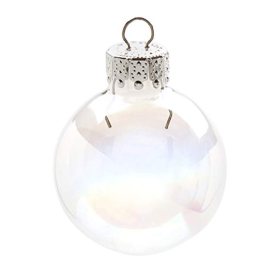 Darice Iridescent, Heavy Duty, Round Glass Balls – Removable Top - Can Be Painted, Embellished and Filled – Make Customized Holiday Ornaments – Perfect for Crafting and Winter Décor, 35mm (20 pieces)