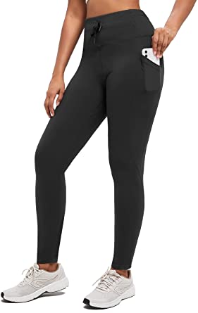 BALEAF Women's Fleece Lined Leggings Water Resistant Hiking Running Base Layer Insulated Winter Tights Pockets