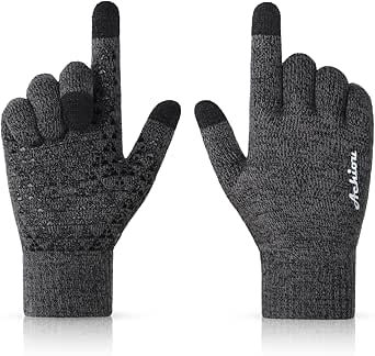 Achiou Winter Gloves for Men Women, Touch Screen Texting Warm Gloves with Thermal Soft Knit Lining,Elastic Cuff