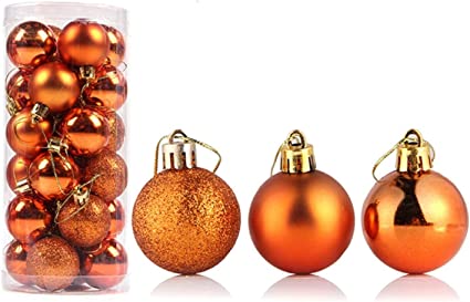 Christmas Tree Balls, 24pcs Christmas Ball Ornaments for Christmas Tree Small Shatterproof Xmas Tree Hanging Balls for Xmas Holiday Wedding Party Decorations Home Festival Decors Xmas Gifts-Orange 4cm