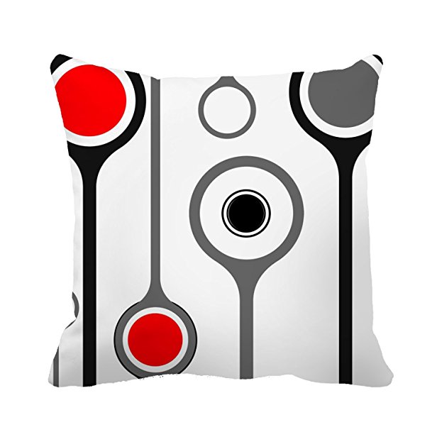 DKISEE Black Red and Grey Circles Throw Pillow Cover Cushion Case 18"