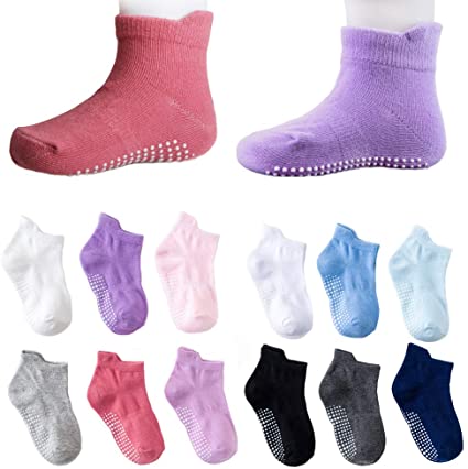 Toddler Infant Boys Girls Grip Ankle Socks Non Slip Anti Skid Socks 6 Pairs Socks Gift Set