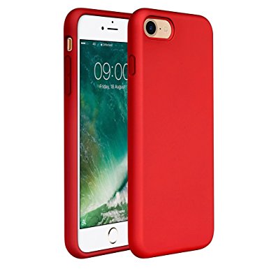iPhone 8 Case Liquid Silicone, iPhone 7 Silicone Case Miracase Gel Rubber Full Body Protection Shockproof Cover Case Drop Protection for Apple iPhone 7/ iPhone 8(4.7") (Red)