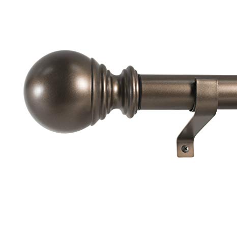 Decopolitan Ball Single Telescoping Drapery Rod Set, Short, Bronze