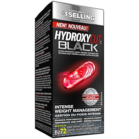 Hydroxycut Black Weight Management Supplements, Bonus 72 Count