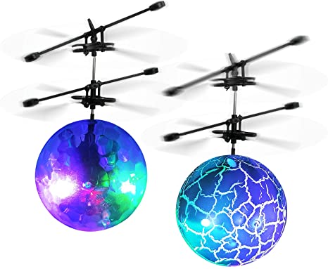Flying Ball Toys, RC Toy for Kids Boys Rechargeable Light Up Ball Drone Infrared Induction Helicopter with Remote Controller for Indoor and Outdoor Games Girls Gifts for Teens 2 PCS