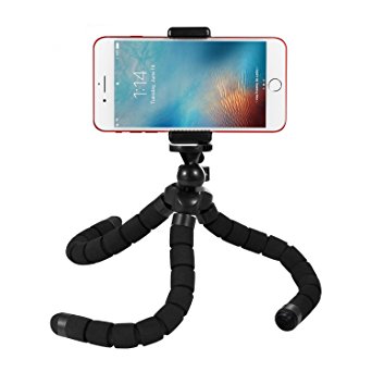 Kupton Octopus Tripod Style Portable and Adjustable Flexible Tripod Stand Holder Mount with Clip for GoPro, Camera, iPhone & Android Phone