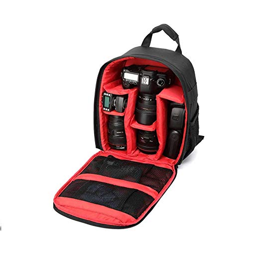 Waterproof DSLR SLR Cameras Backpack for Canon Nikon Sony Nikon, Sony, Olympus, Samsung, Panasonic, Pentax Cameras Functional Protect The Lens (Red)