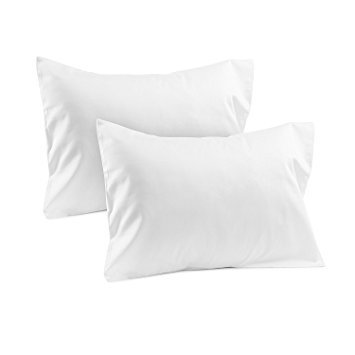 Travel Pillowcase 14X20 500 Thread Count Organic Cotton Set of 2 Toddler Pillowcase With Zipper Closer White Solid With 100% Egyptian Cotton (Toddler Travel 14X20 White Solid)