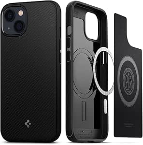 SPIGEN Mag Armor Case Designed for Apple iPhone 13 (2021)[6.1-inch] MagSafe Compatible Magnetic Ring Cover Cover - Black