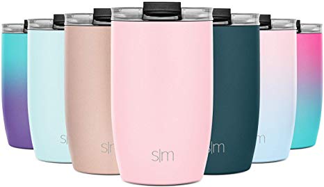 Simple Modern 12oz Voyager Travel Mug Tumbler w/Clear Flip Lid & Straw - Coffee Cup Kids Vacuum Insulated Flask 18/8 Stainless Steel Hydro -Blush